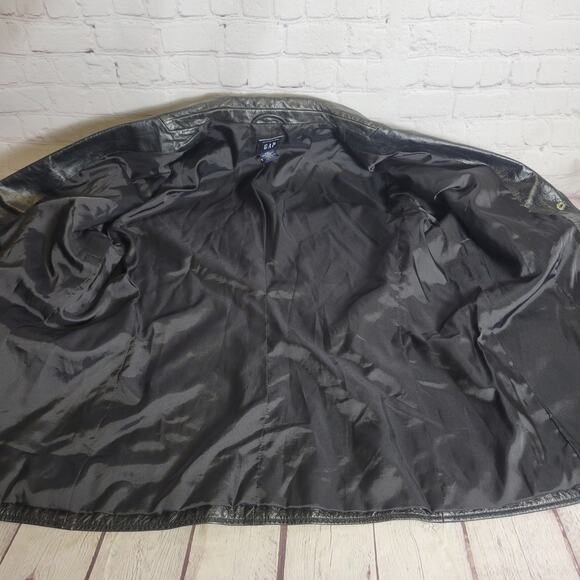 Vintage GAP Leather Jacket Women's XL Black Genuine Y2K 00s Casual - Picture 5 of 6